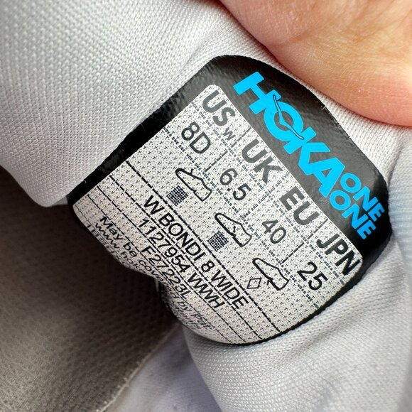 Hoka One One Bondi 8 Women Size 8.5D 1127952 WWH White Running Shoes - Picture 10 of 11